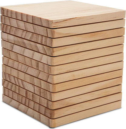 12 Pack Unfinished Wood Coasters 4" Slices for Nature Crafts Blank Kit for DIY Painting Wood Engraving - WoodArtSupply