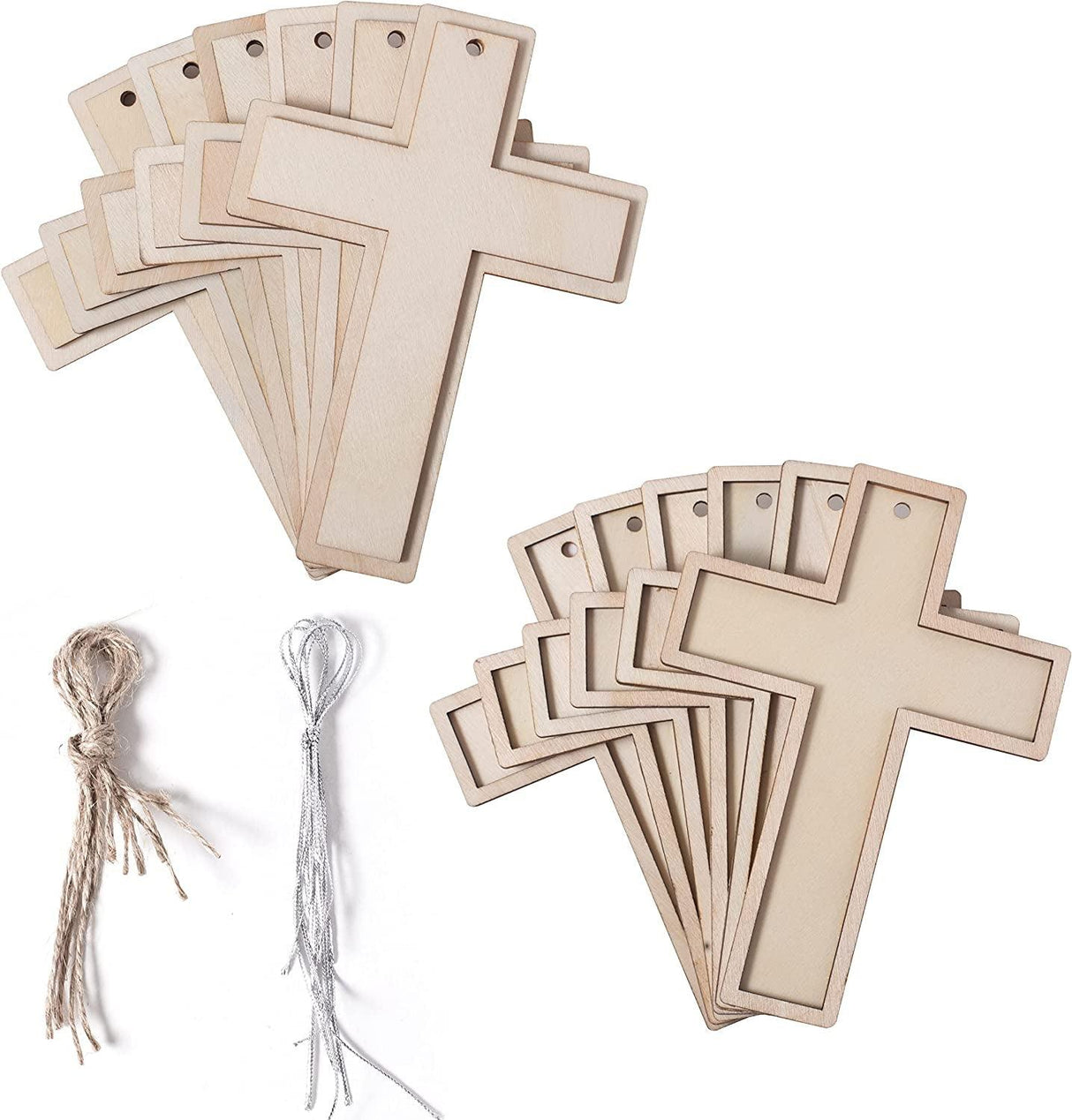 12 Pack Unfinished Wood Cross Blank Wooden Layered Cross for Crafts DIY Projects Classic Shaped WoodArtSupply