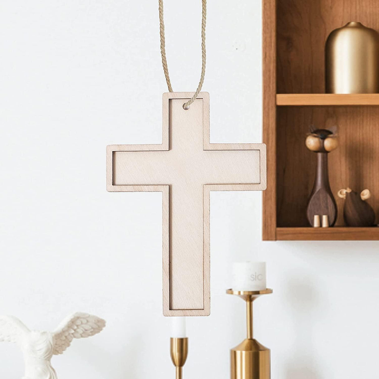 12 Pack Unfinished Wood Cross Blank Wooden Layered Cross for Crafts DIY Projects Classic Shaped WoodArtSupply