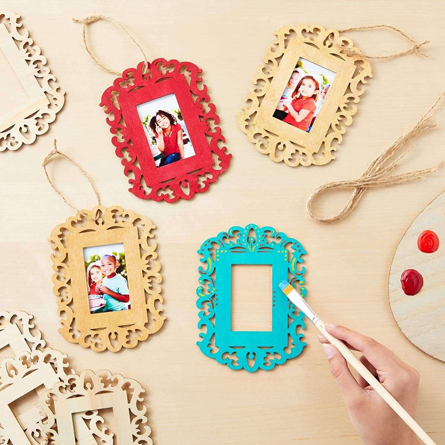 Unfinished Wooden Picture Frames for Crafts - Unfinished Wood Frames with Stand Make Your Own Picture Frames Paintable Frames Fits A 4x6 inch Photo