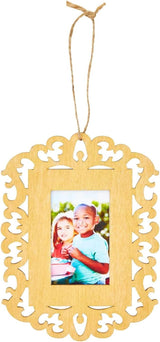 12 Pack Unfinished Wooden Picture Frames for Crafts and DIY Ornaments for Christmas Tree, Includes Jute Rope (4.3 X 5.8 In) WoodArtSupply