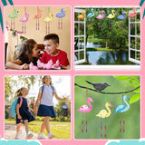 Flamingo DIY Wind Chime Craft Kit for Kids - 12 Pack Wooden Arts and Crafts Set WoodArtSupply