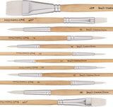 12 PC White Synthetic Hair round and Flat Paint Brush Set with Short Wood Handle for Acrylic, Watercolor WoodArtSupply