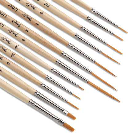 12 Pcs Detail Paint Brushes, Golden Synthetic Hair, High Performance for Oil, Acrylic and Watercolor - WoodArtSupply