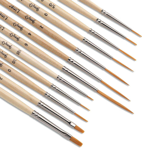 12 Pcs Detail Paint Brushes, Golden Synthetic Hair, High Performance for Oil, Acrylic and Watercolor WoodArtSupply