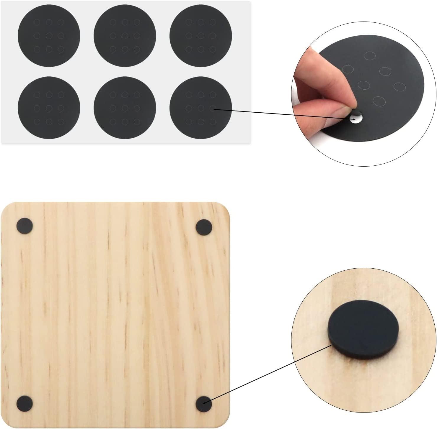 12 PCS Unfinished Square Wood Coasters 4 Inch Blank Wooden Crafts with Non-Slip Silicon Dots for DIY Stained Engraving - WoodArtSupply