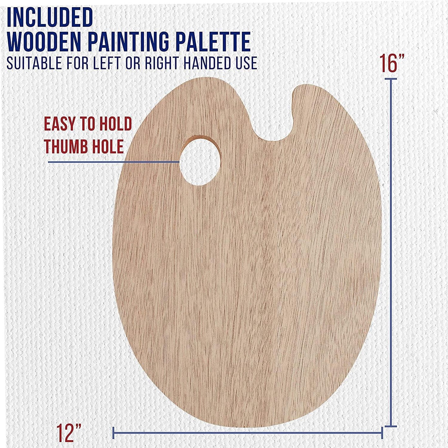 12-Piece Artist Paint Brush Set with 9" X 12" Wood Painting Palette round & Flat Bristle Paintbrushes - WoodArtSupply