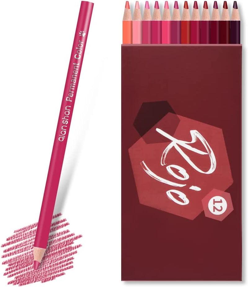 12 Red Colored Pencils Oil Based Pre-Sharpened Wooden Colored Pencil Set WoodArtSupply