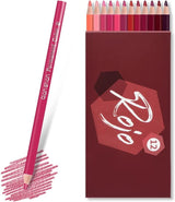 12 Red Colored Pencils Oil Based Pre-Sharpened Wooden Colored Pencil Set WoodArtSupply