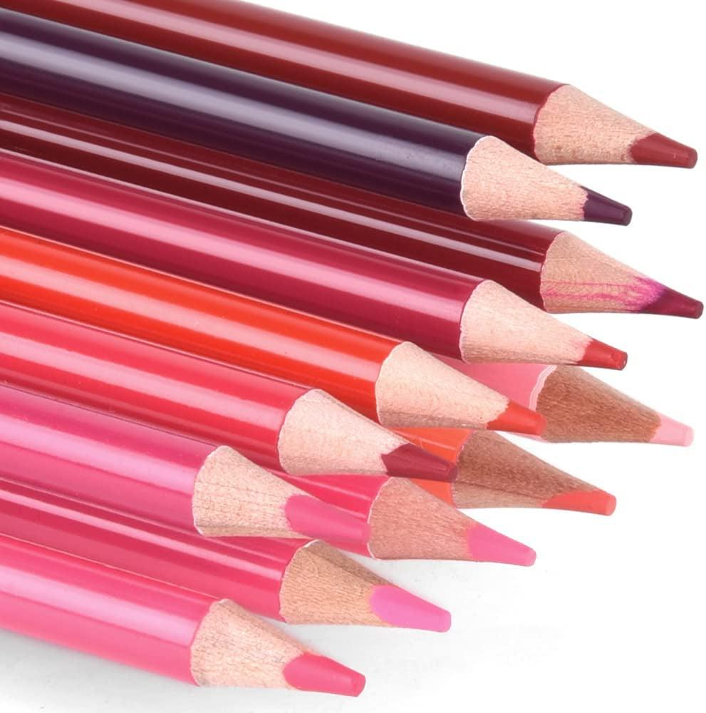 12 Red Colored Pencils Oil Based Pre-Sharpened Wooden Colored Pencil Set WoodArtSupply