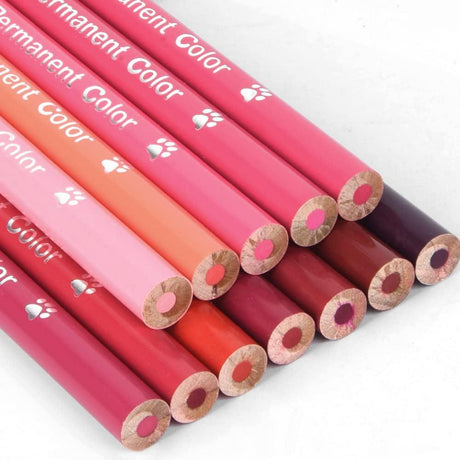 12 Red Colored Pencils Oil Based Pre-Sharpened Wooden Colored Pencil Set WoodArtSupply