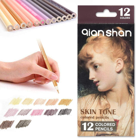 12 Skin Tones Colored Pencils Oil Based Pre-Sharpened Drawing Pencils WoodArtSupply