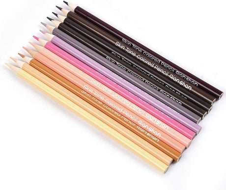 12 Skin Tones Colored Pencils Oil Based Pre-Sharpened Drawing Pencils WoodArtSupply