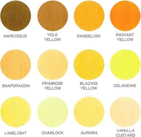 12 Yellow Colored Pencils Oil Based Pre-Sharpened Wooden Colored Pencil Set WoodArtSupply