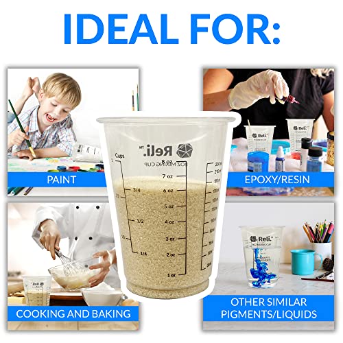 (120 Pcs - Bulk Value) Reli. 8 oz Paint Mixing Cup/Resin Mixing Cups | Disposable Measuring Cups | Clear Plastic Mixing Cups for Paint, Epoxy Resin, Reli.