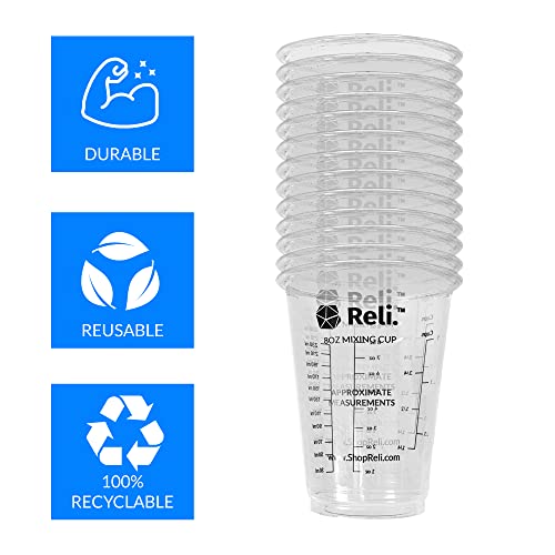 (120 Pcs - Bulk Value) Reli. 8 oz Paint Mixing Cup/Resin Mixing Cups | Disposable Measuring Cups | Clear Plastic Mixing Cups for Paint, Epoxy Resin, Reli.