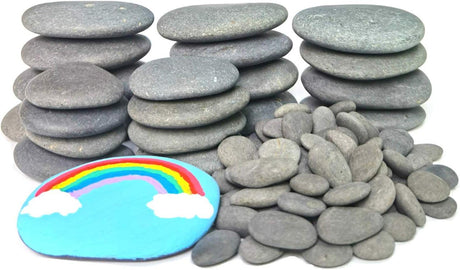 120PCS Painting Rocks, DIY Rocks Flat & Smooth Kindness Rocks Medium/Small/Tiny Rocks WoodArtSupply