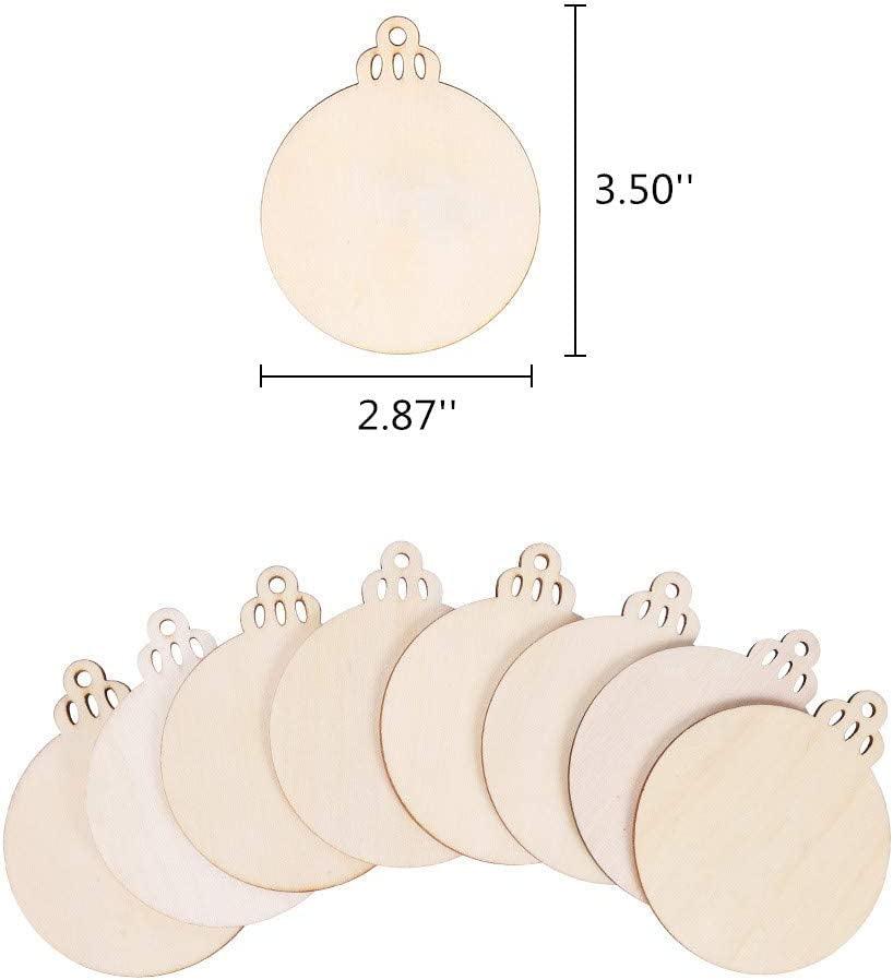 120Pcs Wood Slices 3.5" Wooden Diy Christmas Ornaments Unfinished Predrilled Wood Circles for Crafts Centerpieces round Wooden Discs Hanging WoodArtSupply