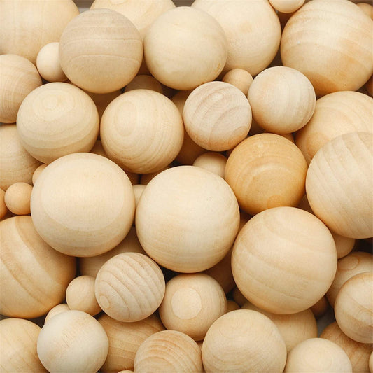 122 Pieces round Wood Balls Unfinished Wooden Balls Natural Craft Balls for DIY Projects Jewelry Making Arts Design, 5 Sizes - WoodArtSupply