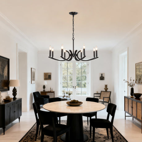 8-Light Farmhouse Chandelier, Black Metal HouseOfZazla