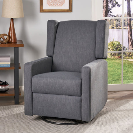 Landau Contemporary Fabric Upholstered Swivel Recliner HouseOfZazla