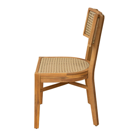 Netro Acacia Wood Dining Chair with Light Brown Wicker HouseOfZazla