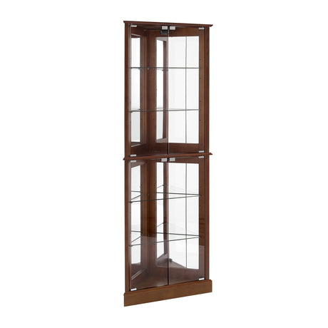 Corner Curio Dispaly Cabinet With Lights, Adjustable Tempered Glass Shelves, Mirrored Back (E26 Light Bulb Not Included) HouseOfZazla