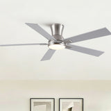 Low Profile Flush Mount Intergrated LED Ceiling Fan With Light And Reversible Quiet Motor