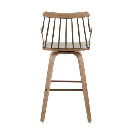 Preston - Farmhouse Counter Stool - White Washed / Antique Copper HouseOfZazla