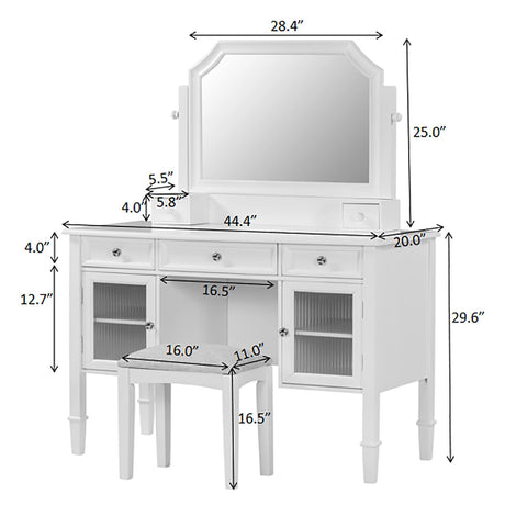 Elegant Makeup Vanity Desk With Adjustable Mirror And Storage And Construction - White HouseOfZazla