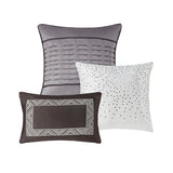 7 Piece Jacquard Comforter Set Grey Taupe King