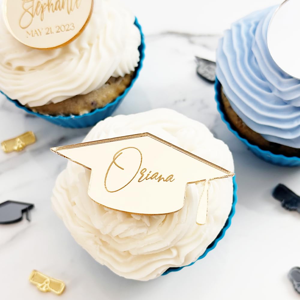 (12Pack) Personalized Graduation Cupcake Toppers 2024 | Cupcake Toppers Graduation | Cupcake Graduation Toppers 2024 | Cup Cake Decoration for Graduation | Personalized Graduation Cupcake Toppers SugoiCC