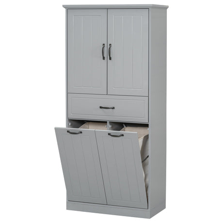Modern Bathroom Storage Cabinet with Two Laundry Baskets, One Drawer, Adjustable Shelf HouseOfZazla