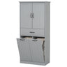 Modern Bathroom Storage Cabinet with Two Laundry Baskets, One Drawer, Adjustable Shelf HouseOfZazla