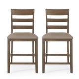 Farmhouse Upholstered Wood Counter Stools