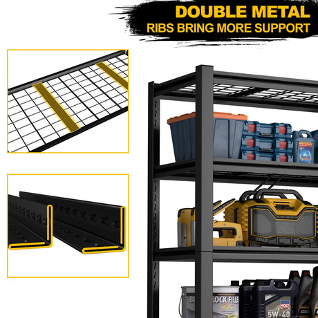 Garage Storage Rack, 5 Layer Adjustable Shelving Unit For Warehouse - Black HouseOfZazla
