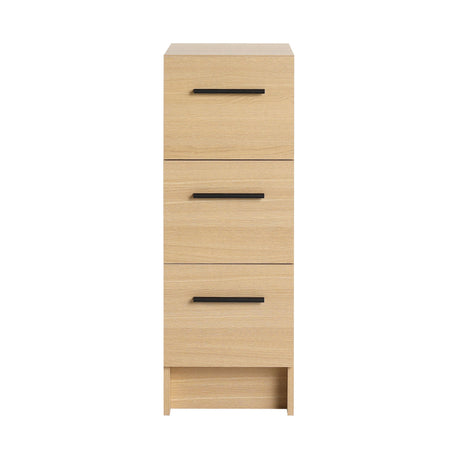 Slim Freestanding Bathroom Storage Cabinet, 3 Drawers - Light Oak HouseOfZazla