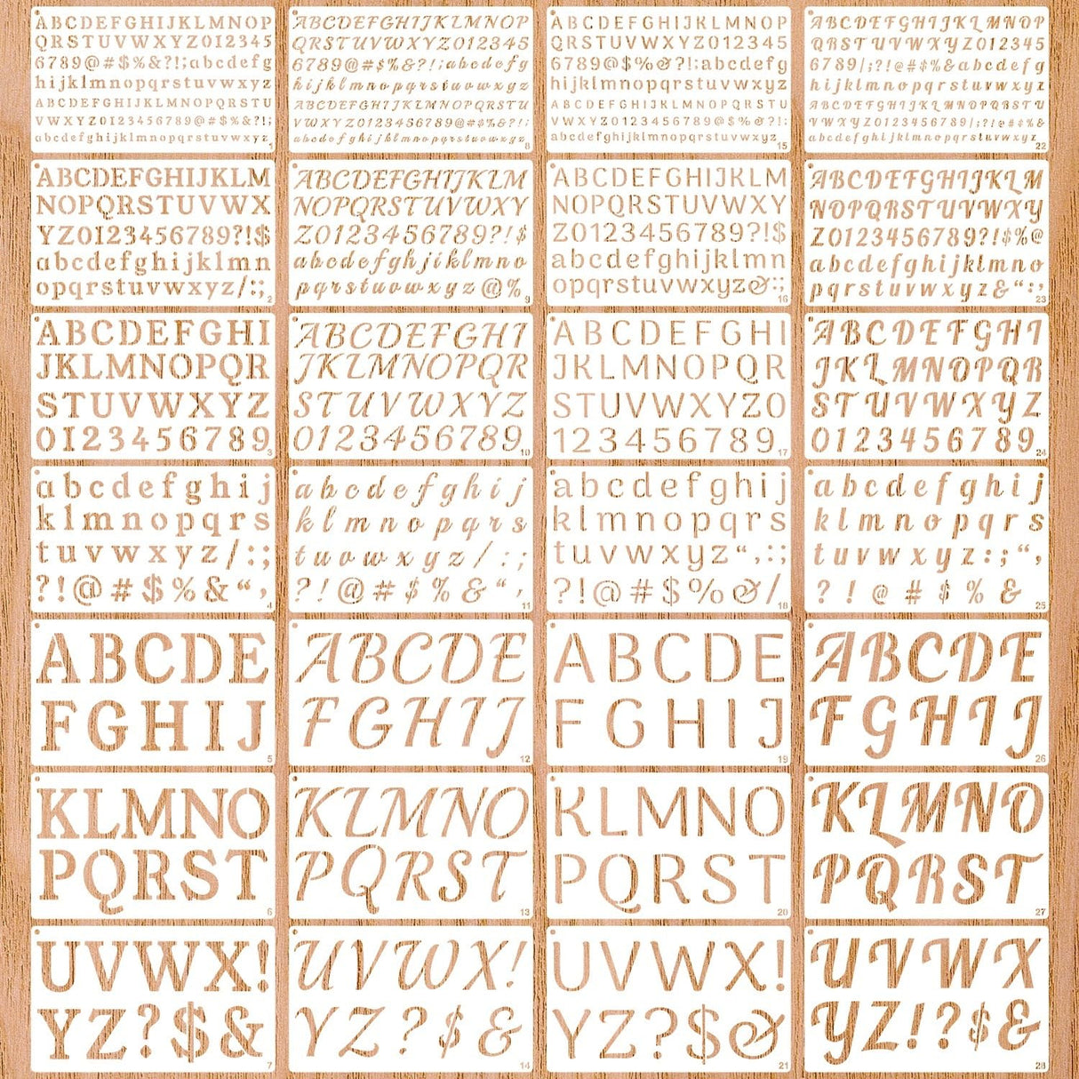 1/3, 1/2, 3/4, 1, 2 Inch Letter Stencils for Painting, 28 Pack Reusable Plastic Alphabet and Number Stencils for Crafts Art Projects Duozea