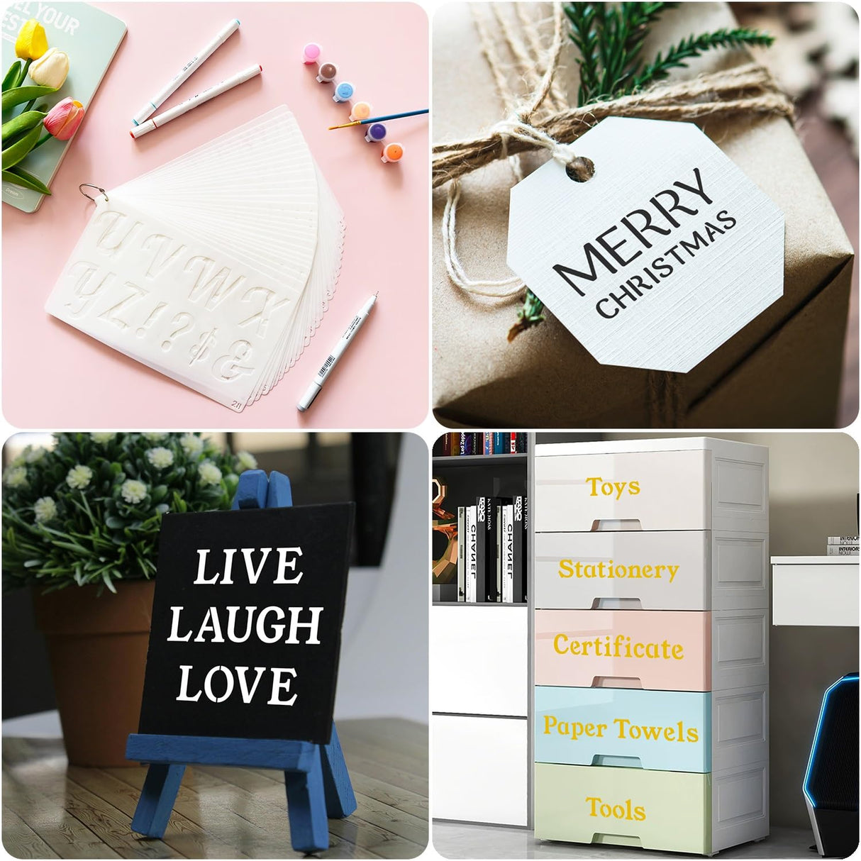 1/3, 1/2, 3/4, 1, 2 Inch Letter Stencils for Painting, 28 Pack Reusable Plastic Alphabet and Number Stencils for Crafts Art Projects Duozea