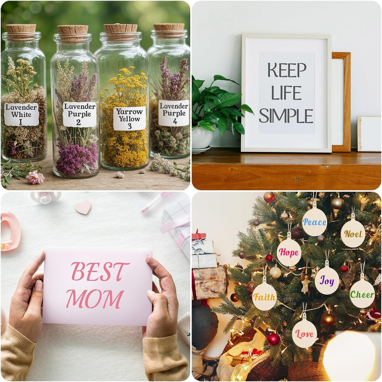 1/3, 1/2, 3/4, 1, 2 Inch Letter Stencils for Painting, 28 Pack Reusable Plastic Alphabet and Number Stencils for Crafts Art Projects Duozea