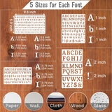 1/3, 1/2, 3/4, 1, 2 Inch Letter Stencils for Painting, 28 Pack Reusable Plastic Alphabet and Number Stencils for Crafts Art Projects Duozea