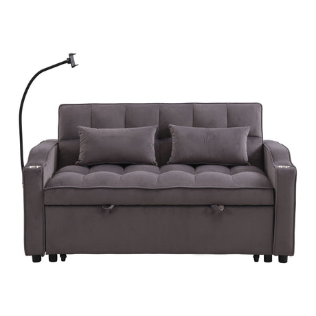 Modern Loveseat Futon Sofa With Pullout Bed, Adjustable Reclining Backrest, Toss Pillows HouseOfZazla
