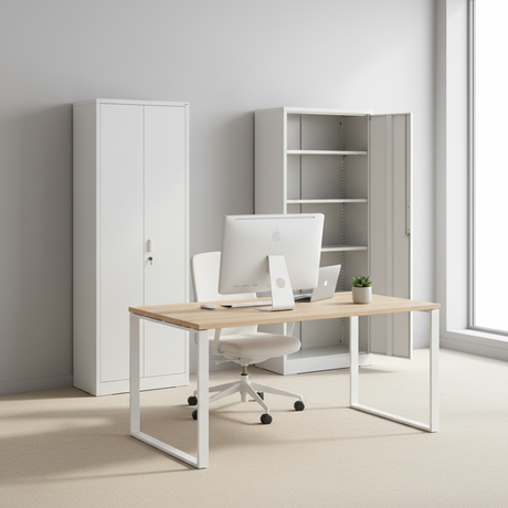 Container Furniture Direct Ironclad 71" Metal Storage Cabinet with Locking Doors and 4 Adjustable Shelves HouseOfZazla