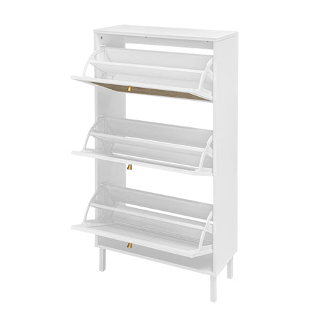 Modern Rattan 3 Door Shoe Rack Cabinet for Entryway HouseOfZazla