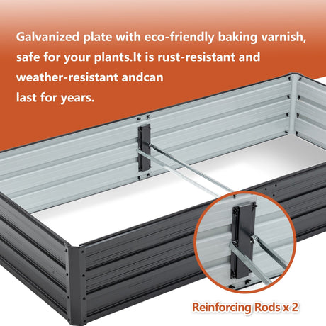 6x3x1 FT Metal Raised Garden Bed Outdoor Planter HouseOfZazla