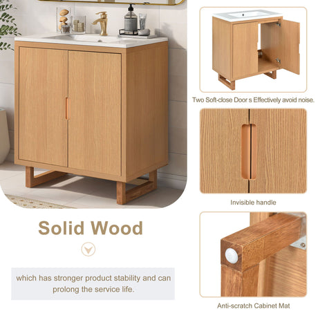 Bathroom Vanity Set With Sink, Combo Cabinet, Bathroom Storage Cabinet, Solid Wood Frame HouseOfZazla