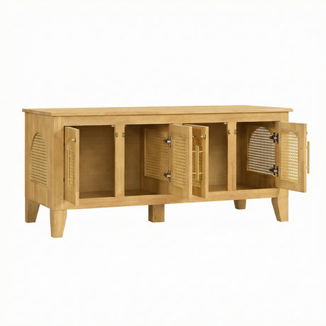 Lars Indoor Rattan Decorated Rubber Wood Dog Crate Cabinet HouseOfZazla