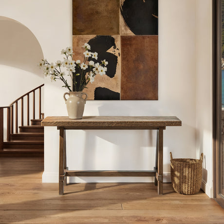 Hawthorne 60'' Solid Reclaimed Elm Trestle Console Table HouseOfZazla