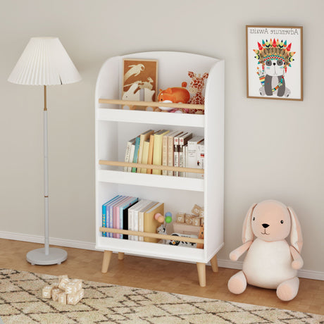 Bookshelf 3 Tier Book Organizer With Toy Storage - White HouseOfZazla