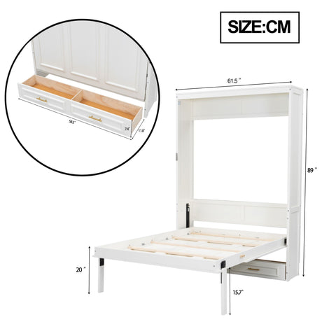 Full Size Murphy Bed With 2 Drawers - Beige HouseOfZazla